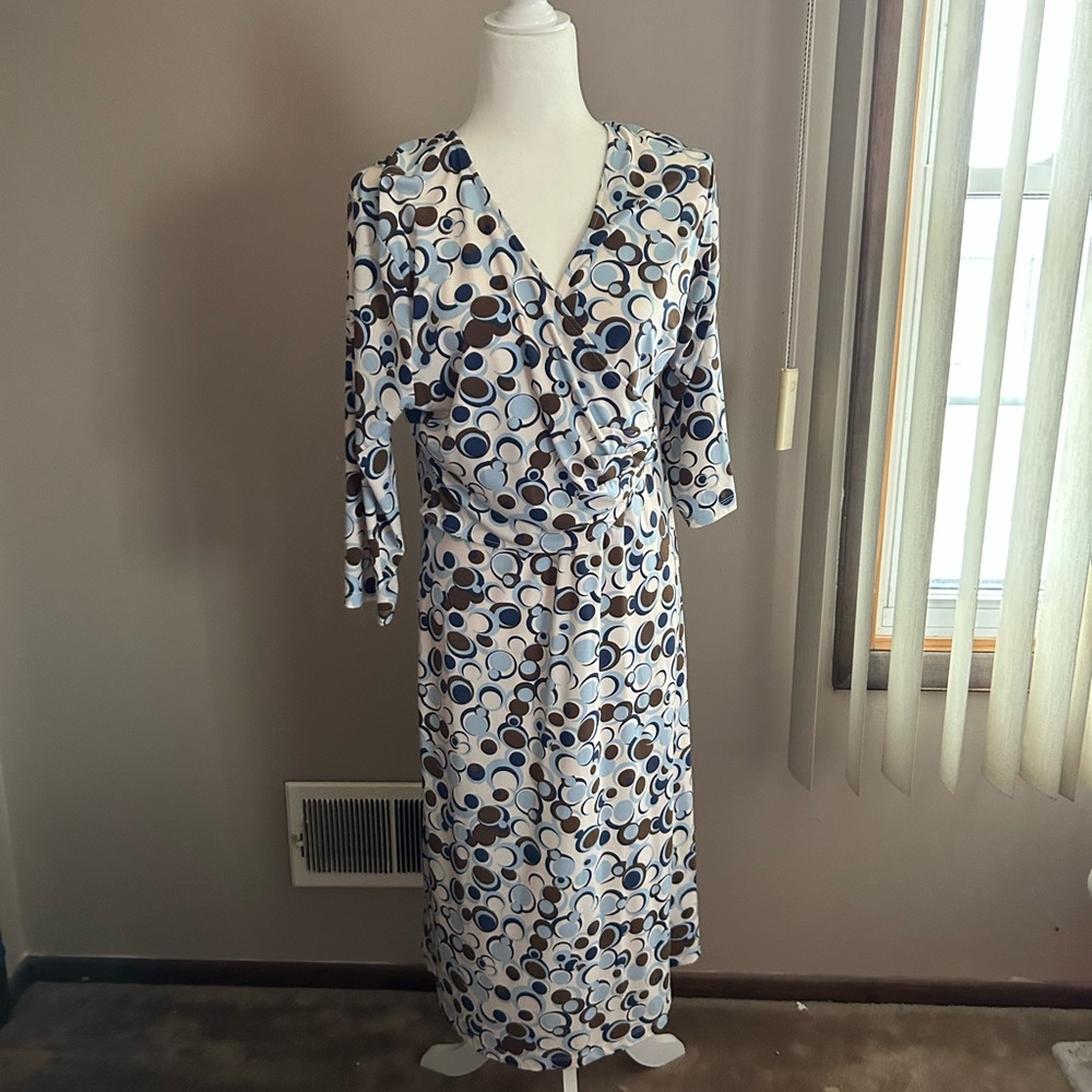 Chadwicks Black and White Ruffled Wrap Dress